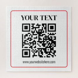 Quebra-cabeça Código QR simples preto e branco com borda vermelh