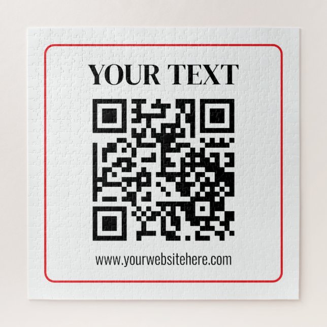 Quebra-cabeça Código QR simples preto e branco com borda vermelh (Vertical)
