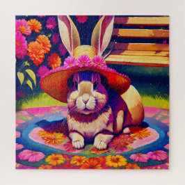 Quebra-cabeça Coelhinho charmoso em uma Terra-Maravilha Floral