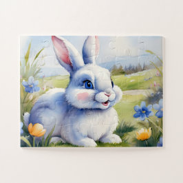 Quebra-cabeça Coelhinho de Páscoa em um jardim, Páscoa