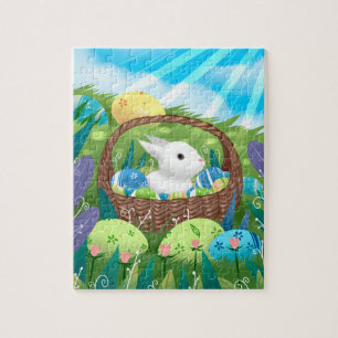Quebra-cabeça Coelhinho de Páscoa Fofo e Ovos Decorados