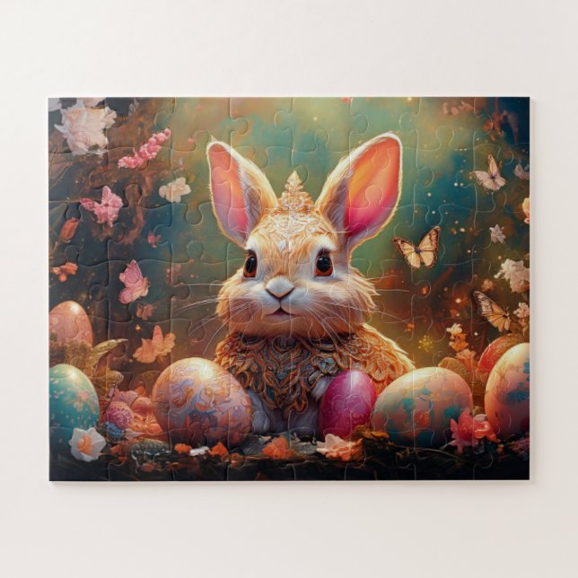 Quebra-cabeça Coelhinho felz pascoa com ovos de Páscoa (Horizontal)