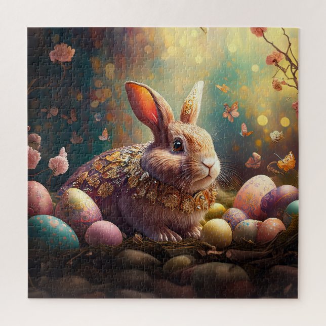 Quebra-cabeça Coelhinho felz pascoa com ovos de Páscoa (Vertical)