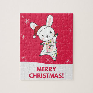 Quebra-cabeça Coelhinhos Feliz Natal Animais de inverno Coelhos