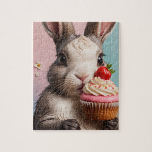 Quebra-cabeça Coelho Adorável com Cupcake