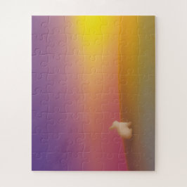 Quebra-cabeça Coelho Branco Bonito no Monte Grassy no nascer do