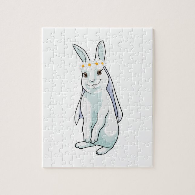 Quebra-cabeça Coelho como Noiva com Grinalda de flores (Vertical)