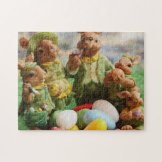Quebra-cabeça Coelho da Páscoa família de coelhos e ovos