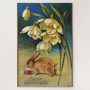 Quebra-cabeça Coelho da Páscoa, Ovos e Flor de Neve, vintage 191