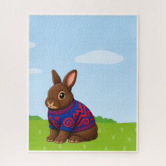 Quebra-cabeça Coelho de Chocolate em suéter estampado