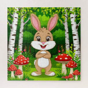 Quebra-cabeça Coelho De Desenho Animado Fofo Em Pé Em Uma Flores