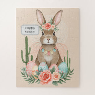 Quebra-cabeça Coelho de Páscoa Boho Caprichoso Pastel