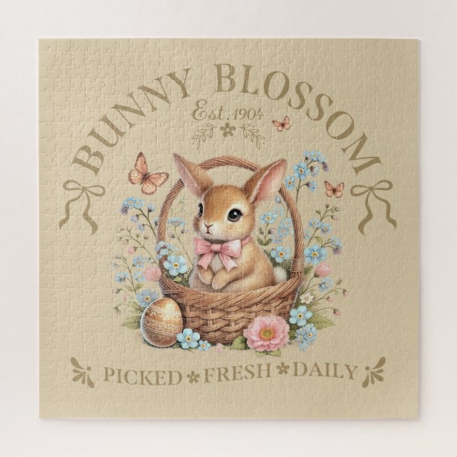 Quebra-cabeça Coelho de Páscoa Bunny Blossom em Cesta Floral (Vertical)