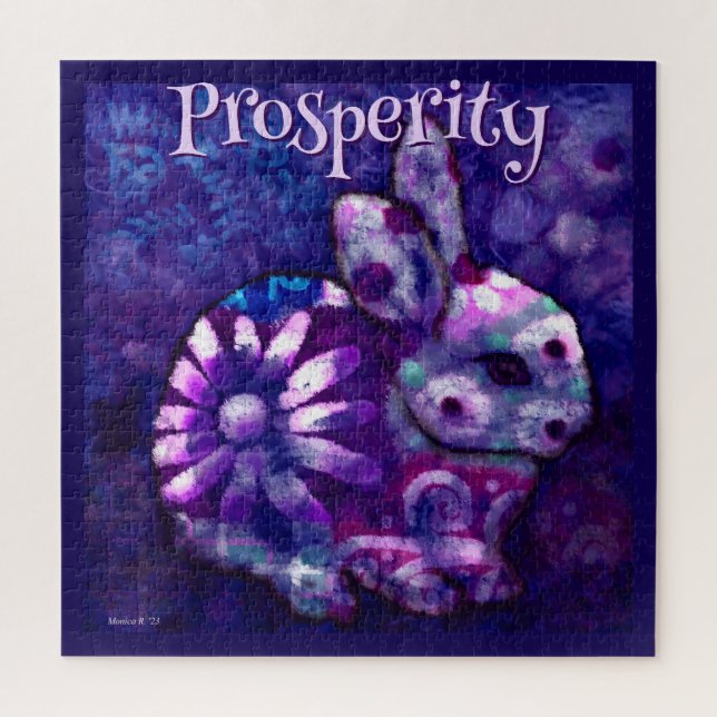 Quebra-cabeça Coelho Floral Whimsical Personalizado (Vertical)