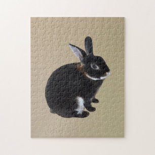 Quebra-cabeça Coelho Mini Rex Escuro e Branco