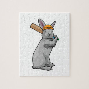 Quebra-cabeça Coelho no Cricket com morcego de Cricket