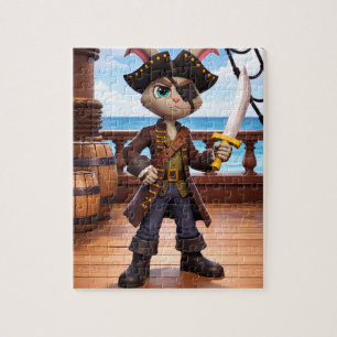 Quebra-cabeça Coelho Pirata Desenho 3D em um Convés de Navio