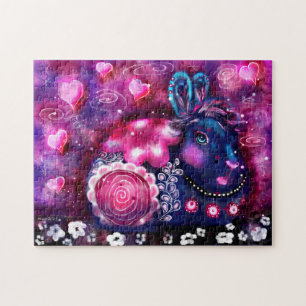 Quebra-cabeça Coelho Whimsso 'Glamor Bunny' Rosa Púrpura