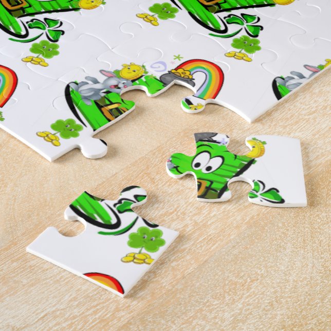 Quebra-cabeça Coelhos do Dia de São Patrício Feliz Puzzles (Lateral)