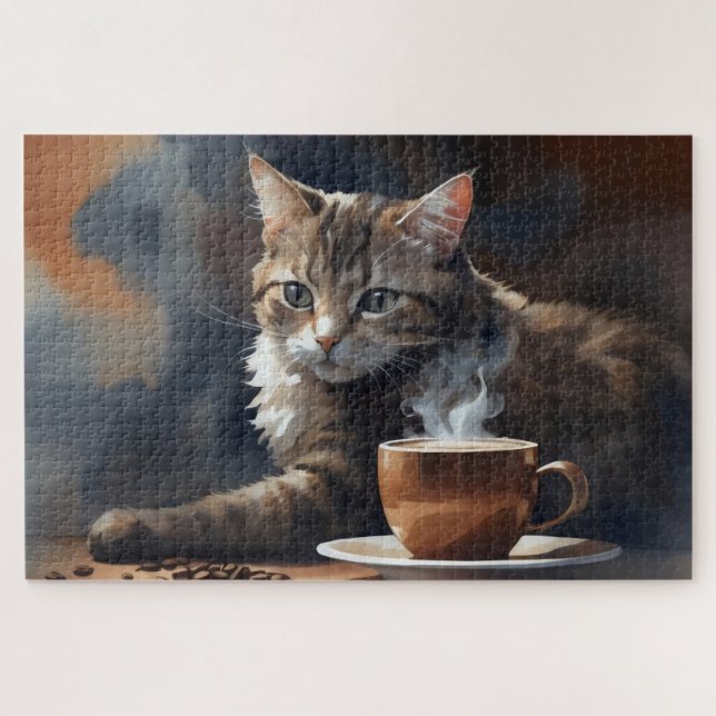 Quebra-cabeça Coffee Corner de Gato (Horizontal)