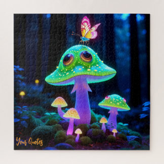 Quebra-cabeça Cogumelo e Borboleta Encantados Fantasia Luminosa