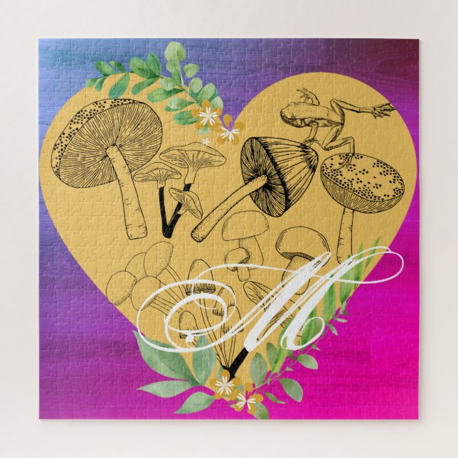 Quebra-cabeça Cogumelos Florestais Encantados e Sapos Personaliz (Vertical)