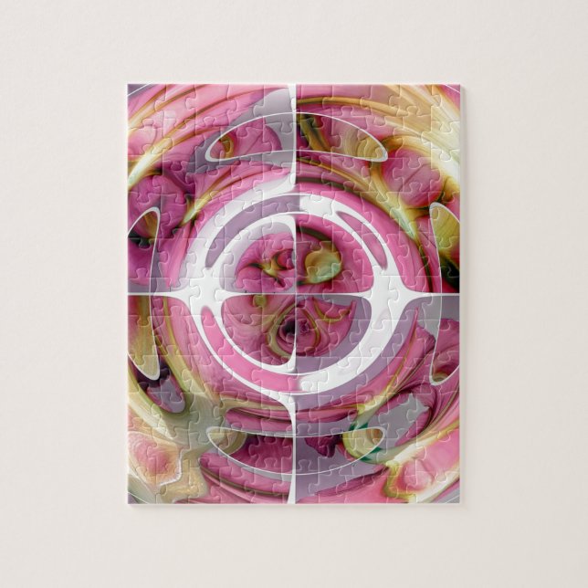 Quebra-cabeça Colagem Abstrata de Tangerina e Rosa (Vertical)