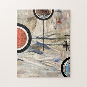 Quebra-cabeça colagem da arte abstracta, meios mistos e aguarela
