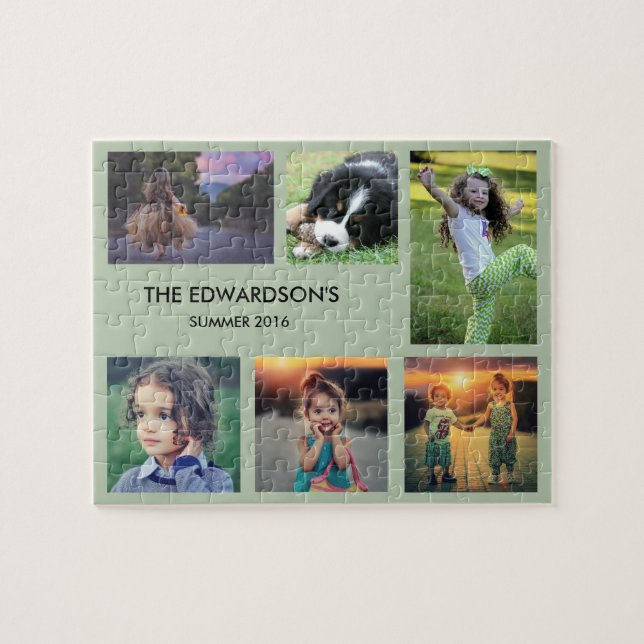 Quebra-cabeça Colagem da família 6 nomes das fotos e de família (Horizontal)