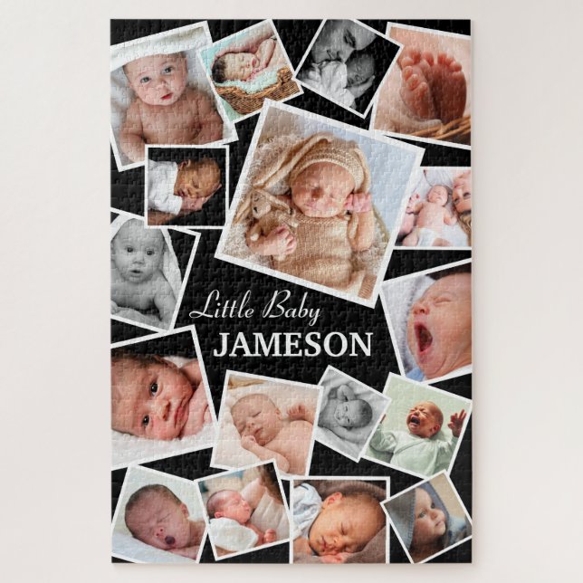 Quebra-cabeça Colagem de 17 Fotos Personalizadas de Bebê (Vertical)