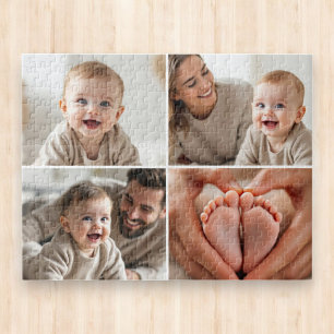Quebra-cabeça Colagem de 4 Fotos Personalizada de Bebê Fofo