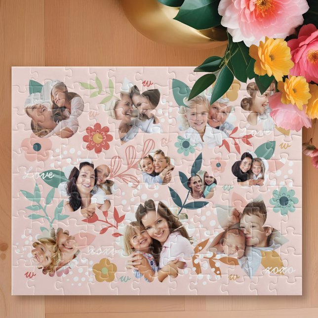 Quebra-cabeça Colagem de Fotografias da Família Flor Floral Gard (Floral Garden Flower Family Photo Frame Collage Jigsaw Puzzle)