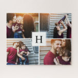 Quebra-cabeça Colagem de Fotografias do Monograma Moderno<br><div class="desc">Personalize-o com sua data de casamento,  nome da família ou qualquer texto de sua escolha para um belo e único presente e manutenção.</div>