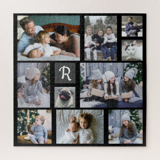 Quebra-cabeça Colagem de Fotografias Familiares A Preto Monogram