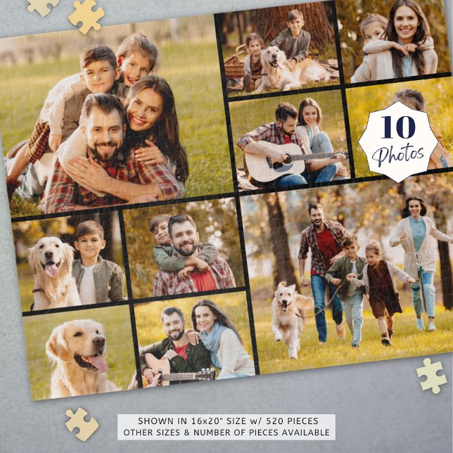 Quebra-cabeça Colagem de Fotografias Simples Preto (Criador carregado)