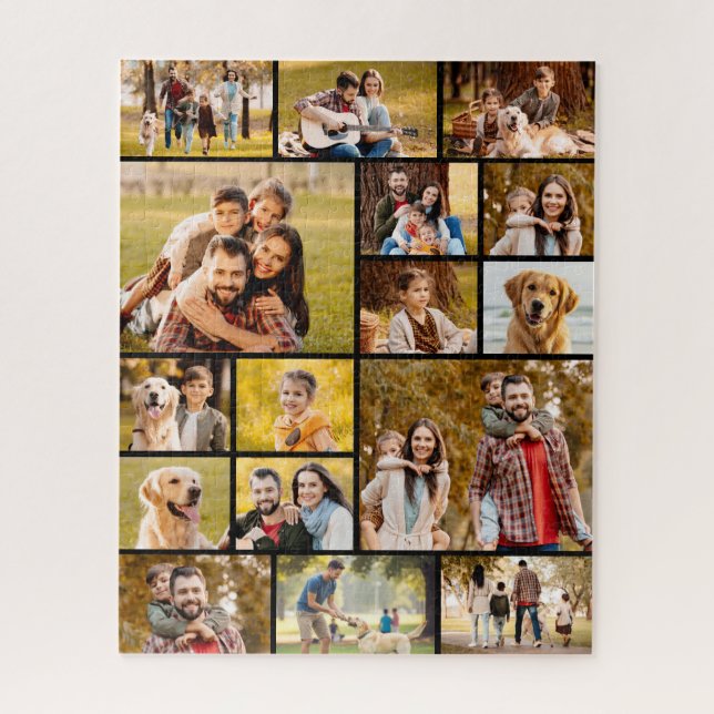 Quebra-cabeça Colagem de Fotografias Simples Preto 17 (Vertical)