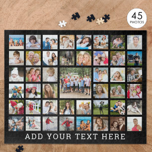 Quebra-cabeça Colagem de Fotos 45 Fotos Preto Personalizado