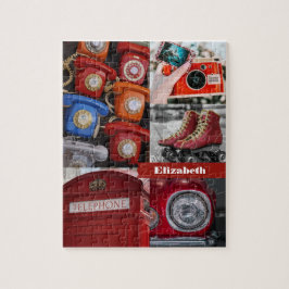 Quebra-cabeça Colagem de Fotos Aestéticas Vermelhas Coloridas