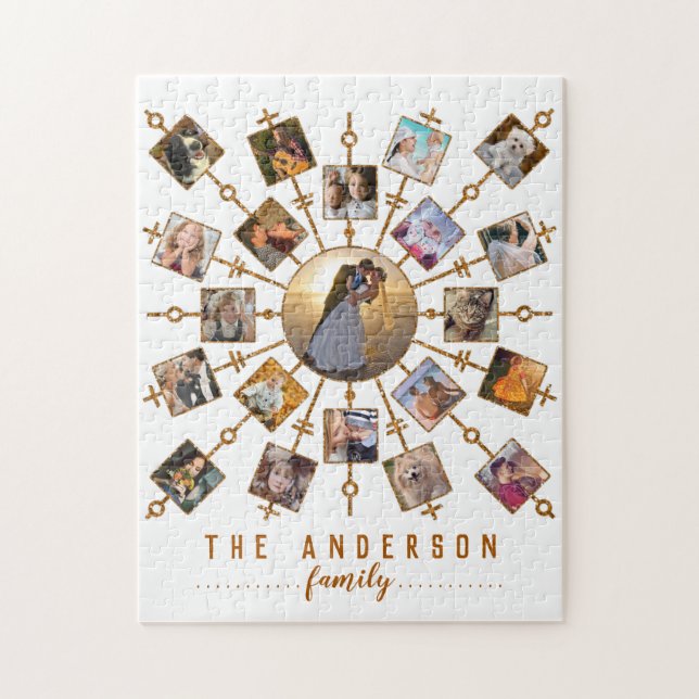 Quebra-cabeça Colagem de Fotos da Família 21 Imagens Branco Dour (Vertical)