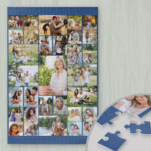 Quebra-cabeça Colagem de Fotos da Família 31 Azul de Imagem