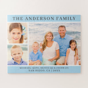 Quebra-cabeça Colagem de Fotos da Família Azul Personalizada