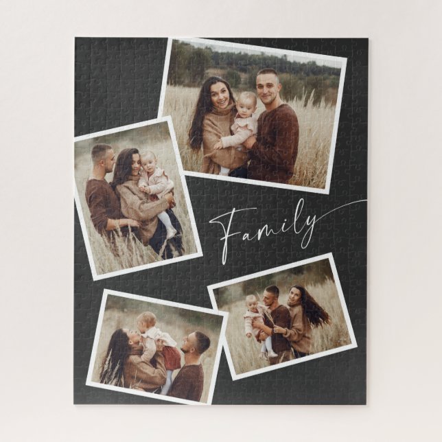 Quebra-cabeça Colagem de Fotos da Família com Fonte Moderna (Vertical)