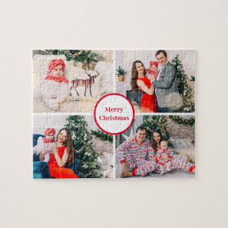 Quebra-cabeça Colagem de Fotos da Família Personalizada 4 Feliz