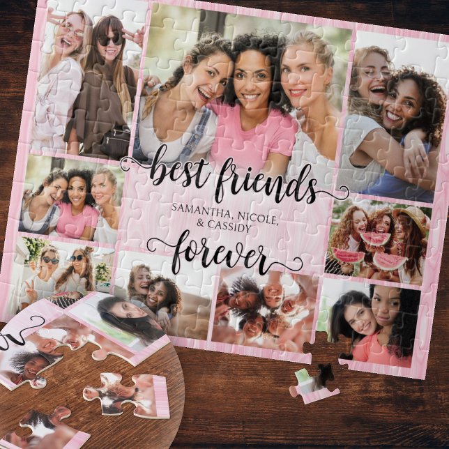 Quebra-cabeça Colagem de Fotos de Amizade Rosa para BFFs (Criador carregado)