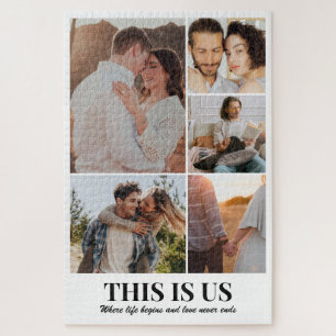 Quebra-cabeça Colagem de Fotos de Amor de Casal Personalizada 5