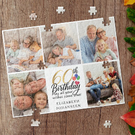 Quebra-cabeça Colagem de Fotos de Aniversário de 60 anos Script