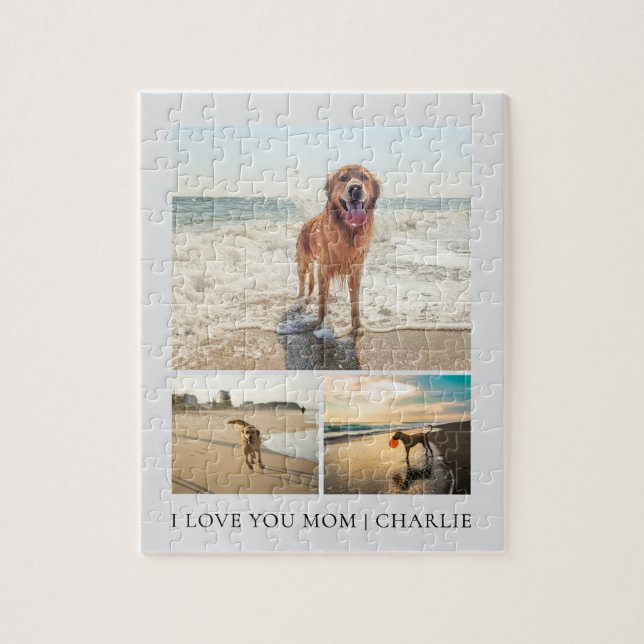 Quebra-cabeça Colagem de Fotos de Cachorros Fofos Moderna Eu Amo (Vertical)