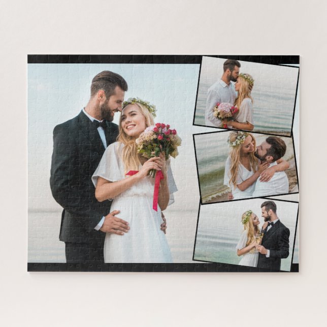 Quebra-cabeça Colagem de Fotos de Casamento com Montagem de Imag (Horizontal)