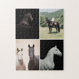 Quebra-cabeça Colagem de Fotos de Cavalo Equestre 4 Personalizad