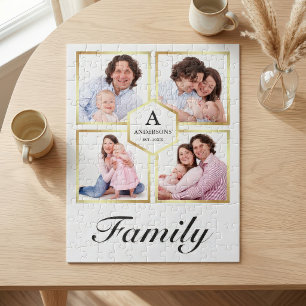 Quebra-cabeça Colagem de Fotos de Família com 4 Imagens em Branc
